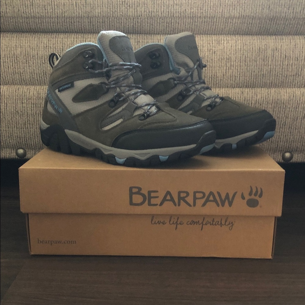 BearPaw Gray and Light Blue Waterproof Hiking Boots - Picture 3 of 5